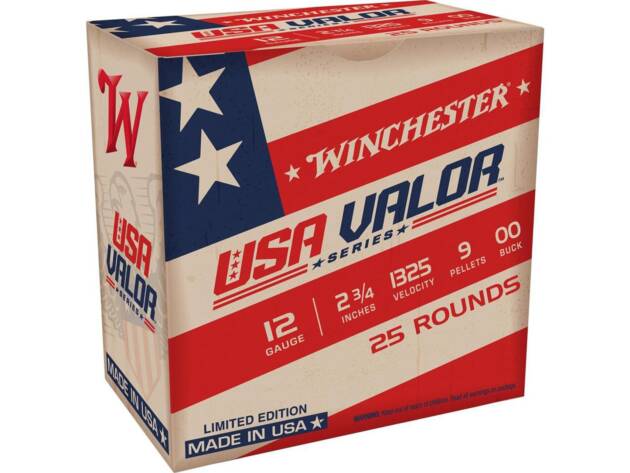 Winchester Ammunition USA Valor 12 Gauge 2.75" 00 Buck Buckshot Limited Edition Shotgun Ammo - 25 Rounds - WINCUSA1200VP