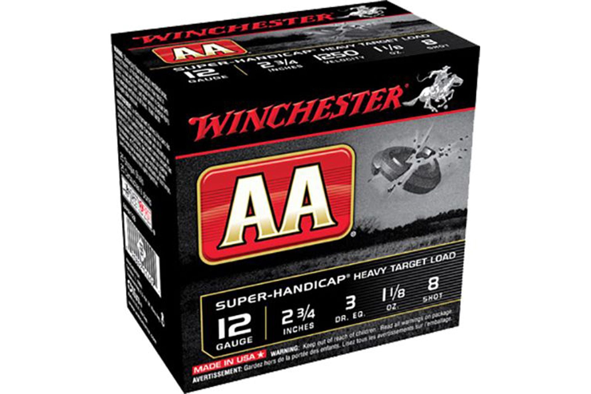 Winchester Ammo AAHA128 AA Super Handicap 12 Gauge 2.75" 1 1/8 oz 8 Shot Shotgun Ammo - 25 Rounds - AAHA128