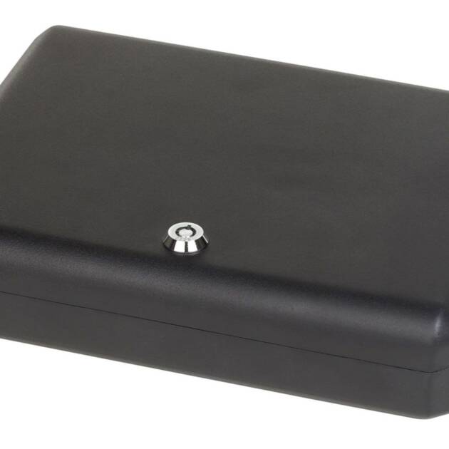Bulldog Cases BD1128 Large Personal safe w/ key lock & security cable - Blk Exterior Size 11" x 8.5" x 2.25" - BD1128