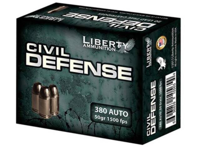 Liberty Ammunition LACD380023 Civil Defense 380 ACP 50 gr 1500 fps Lead-Free Fragmenting Hollow Point (LFFHP) Handgun Ammo - 20 Rounds - 90776