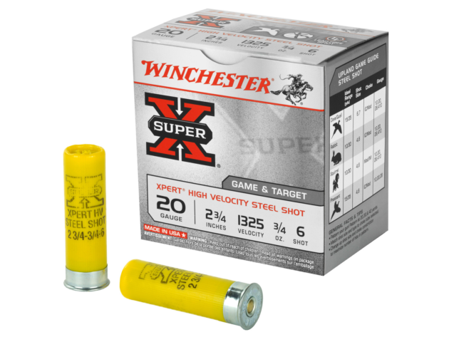 Winchester 20 Gauge Super-X Steel Shot 2-3/4" #6 Shotgun Ammunition Shotgun Ammo - 25 Rounds - WE20GT6