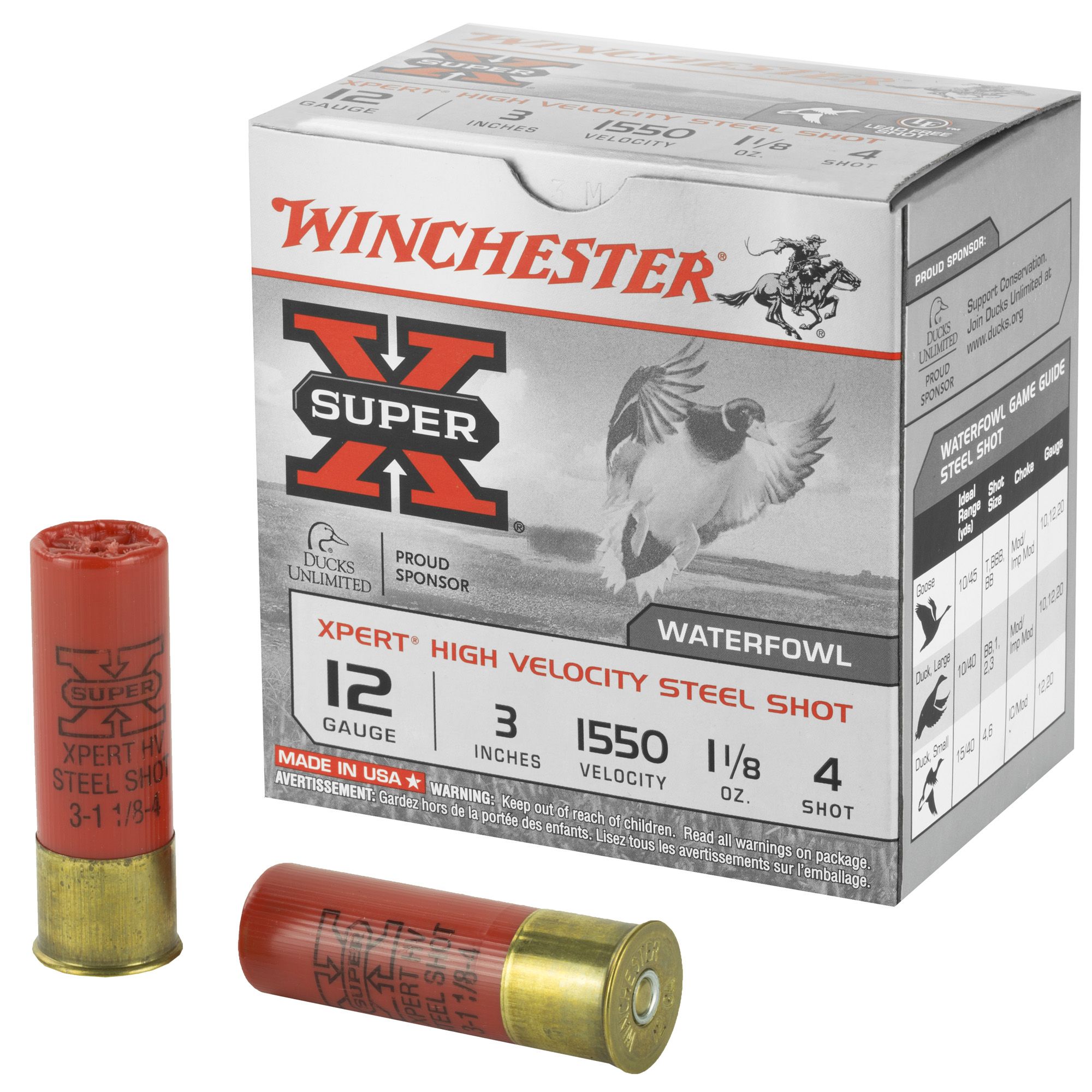 Winchester Ammunition Xpert HI-Velocity Steel 12 Gauge 3" #4 1 1/8 oz. Shotgun Ammo - 25 Rounds - *WNWEX1234