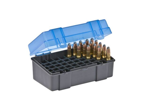 Plano 122850 Rifle Ammo Case -.22-50, Dark Gray/Transparent Blue - PMC122850
