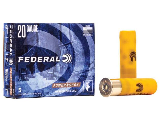 Federal Ammunition F2072B Power-Shok Magnum 20 Gauge 3" 18 Pellets 1 1/4 oz 2 Buck Shot Shotgun Ammo - 5 Rounds - 65656