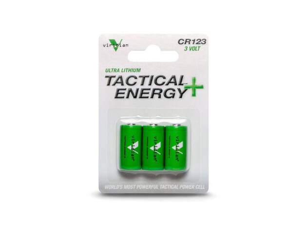 Viridian Weapon Technologies Battery CR123A Lithium Battery 3/Pack Green - 093975