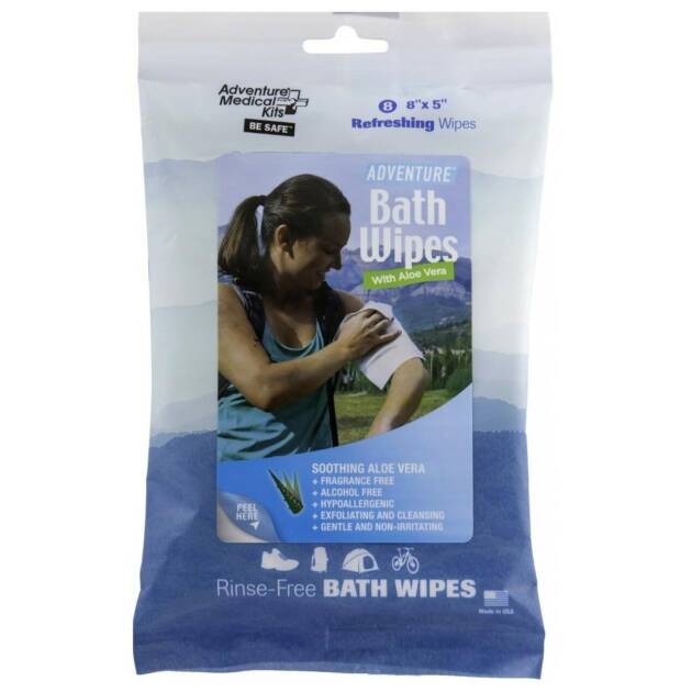 Adventure Medical Kits 0170-0304 Adventure Bath Wipes Travel Size - 8 wipes - 0170-0304