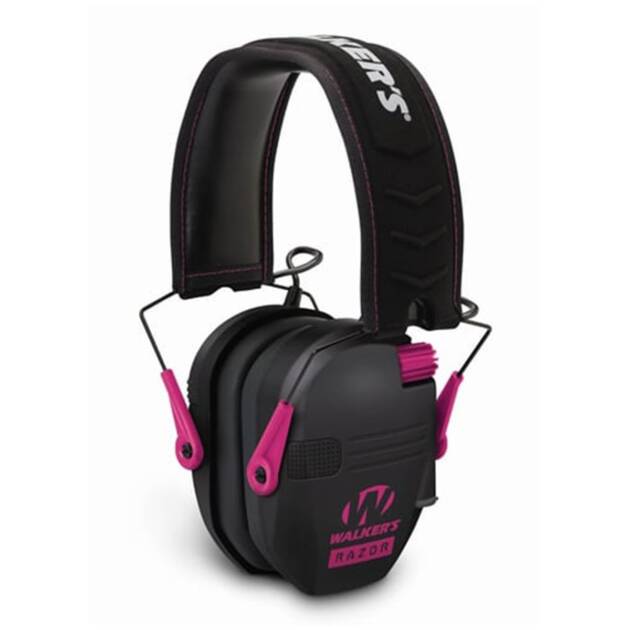Walker's Razor Slim Electronic Earmuff - Black w/Pink Accent - GWP-RSEM-PNK