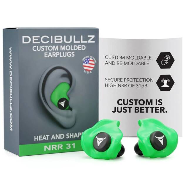 Decibullz Custom Molded Earplugs - 31dB NRR - Green - PLG1-GRN