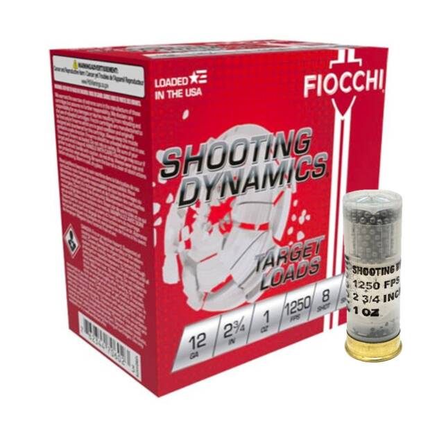 Fiocchi 12 Gauge Ammunition Target Loads 12SD1X8 2-3/4 8 Shot Shotgun Ammo - 250 Rounds - 12SD1X8
