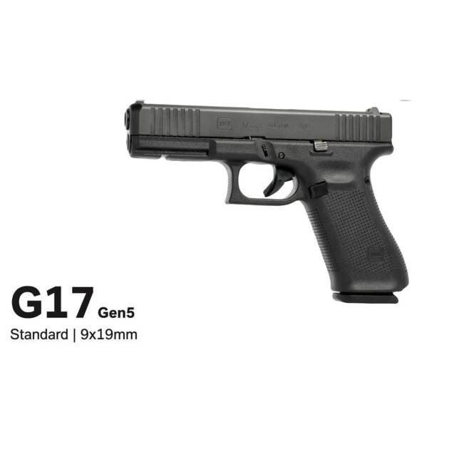 Glock 17 G5 4.49" Full Size 9MM Matte Finish Fixed Sights 10Rd 3 Mags nDLC Finished Slide and Barrel Front Serrations No Finger Grooves - PA175S201