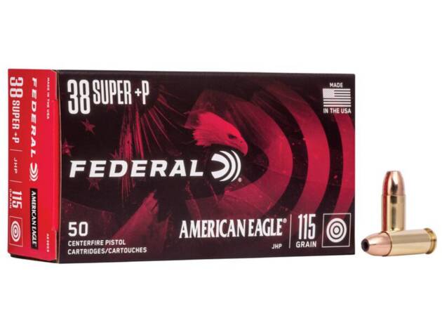 Federal AE38S3 American Eagle 38 Super +P 115 gr Jacketed Hollow Point (JHP) Handgun Ammo - 1000 Rounds