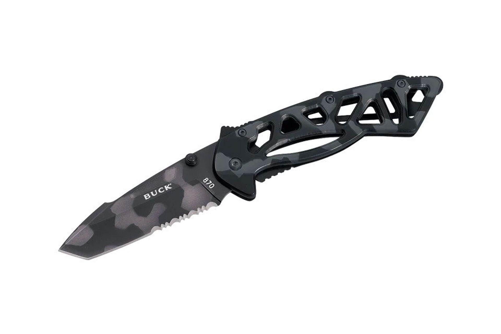Buck Knives 0870 Bones Partially Serrated Tactical Folding Knife with Clip - Tiger - 0870CMX-B