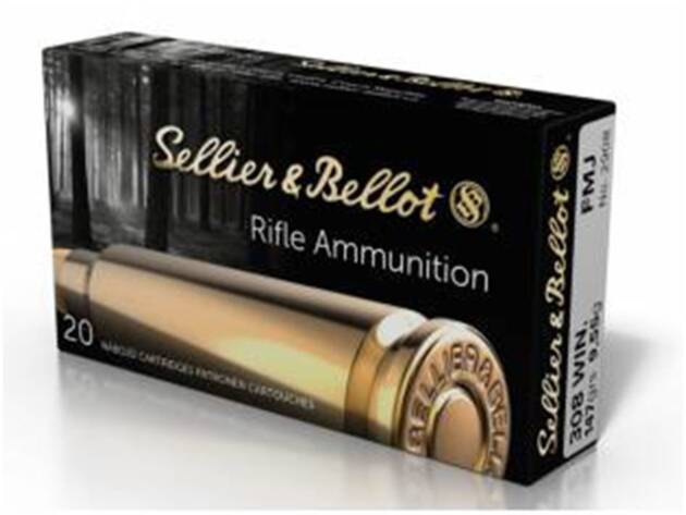 Sellier & Bellot .308 Winchester 147 Grain FMJ Ammo Rifle Ammo - 500 Rounds