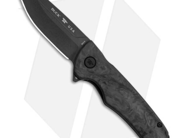 Buck Knives Sprint Ops Black Tanto Liner Lock Folding Pocket Knife - Marble Carbon Fiber - 0843CFS-B