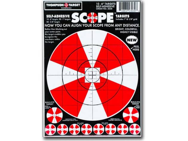 Thompson Scope Alignment 6"x9" Adhesive Peel & Stick Targets - 10 Pack - 3030-10