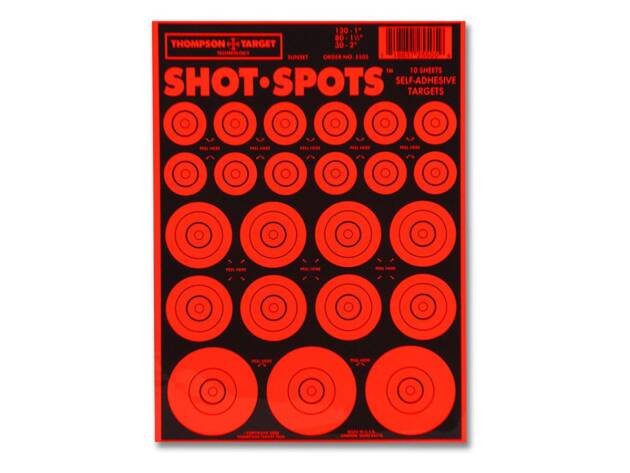 Thompson Shot Spots Orange 6.5"x9" Adhesive Target Paster Bullseyes - 10 Pack - 5505-10
