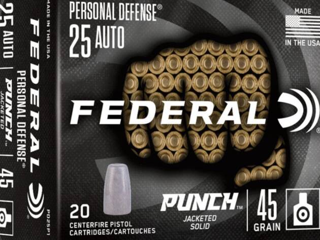 Federal Ammunition PD25P1 Premium Personal Defense Punch 25 ACP Luger 45 gr JHP Ammo Handgun Ammo - 200 Rounds - PD25P1