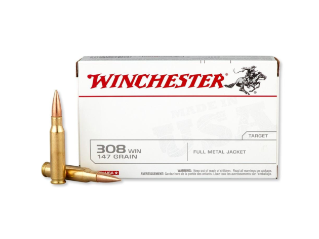 Winchester USA .308 147gr FMJ Rifle Ammo - 20 round box - USA3081