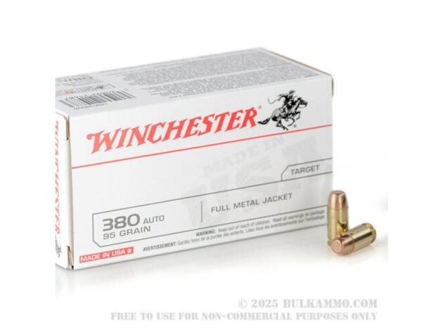 Winchester USA380JHP 380 95Gr JHP Ammo, 500rd