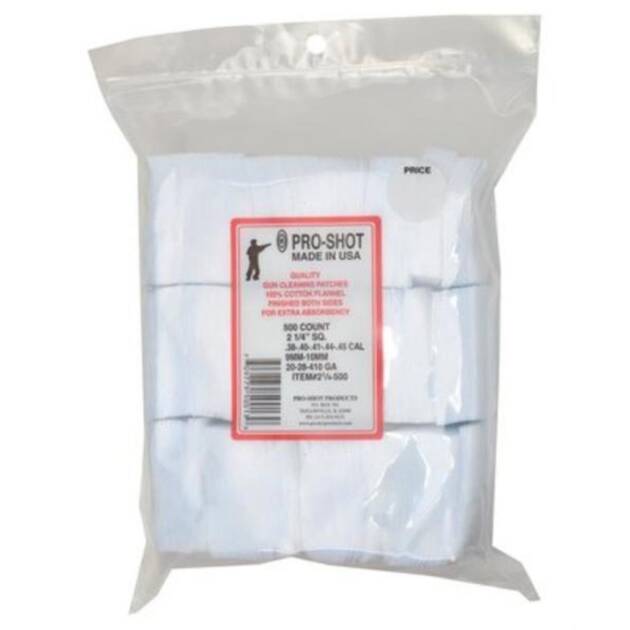 Pro-Shot Products, 2 1/4-500, Patch, .38-.45Cal / 20 Guage-410 Guage, 2 1/4" Square, 500 Pack - PST214500