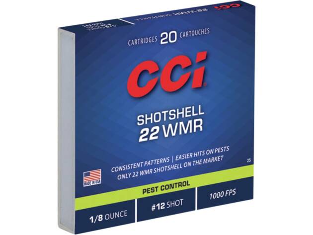 CCI 0025 Pest Control Shotshell 22WMR 52gr #12Shot 20 Per Box