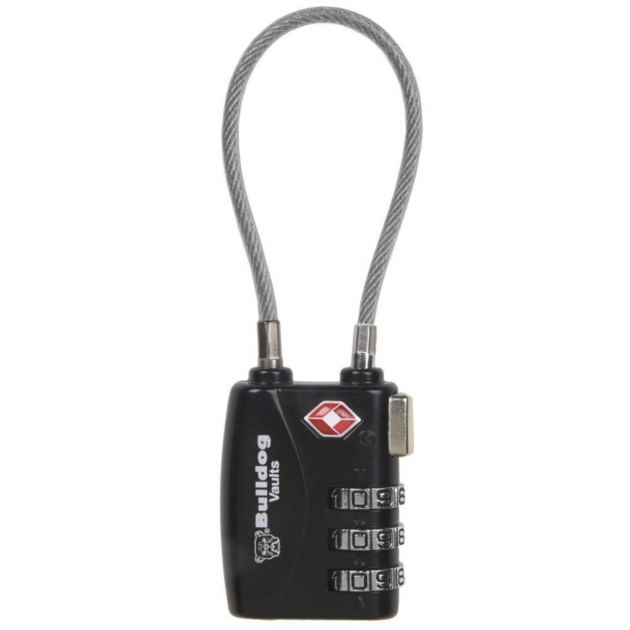 Bulldog Cases, TSA Lock w/Steel Cable, Black Finish, This is Not A California Compliant Locking Device