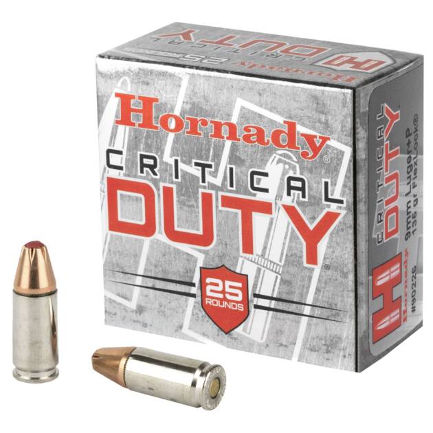 Hornady Critical Duty 9MM +P 135 Grain FlexLock Duty Handgun Ammo - 25 Rounds - H90226