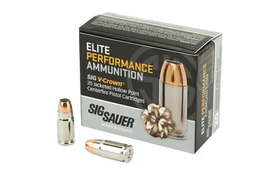 Sig Sauer Elite Performance V-Crown Ammunition 357 Sig 125 Grain Jacketed Hollow Point Handgun Ammo - 20 Rounds - E357S1-20
