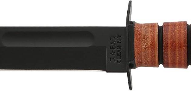 Ka Bar Full-Size USMC 7" Fixed Knife, Black, Clip Point - KAB1217