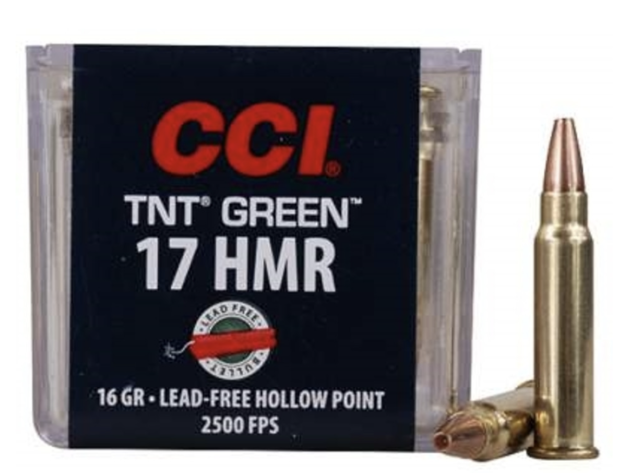 CCI Ammunition, TNTGreen, 17 HMR, 16 Grain, Hollow Point, Lead Free, 50 Round Box, California Certified Nonlead Ammunition - 951