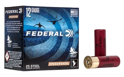 Federal, Speed-Shok, Lead Free, 12 Gauge 3", #4, 1 1/4 oz, Steel Shot, 25 Round Box, California Certified Nonlead Ammunition - FEWF1424