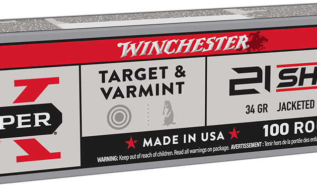 Winchester Ammo X21JHP USA 21Sharp 34gr Jacketed Hollow Point Rimfire Ammo-100 RDS - X21JHP