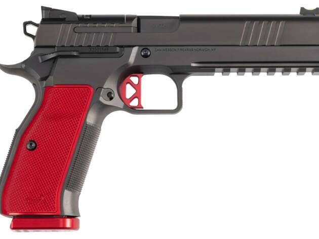 Dan Wesson DWX 9mm 19+1 4.95" Black Match Grade Barrel, Black DLC Optics Ready Serrated Steel Slide, Red Textured Aluminum Grip - 167329