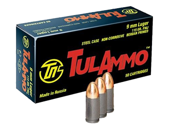 TULAMMO 9MM 115GR FMJ Handgun Ammo - 50 Rounds - TULATA919150