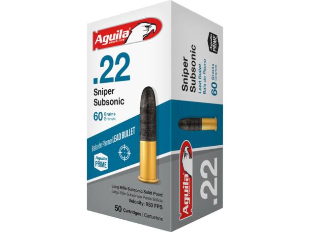 Aguila 1B220112 Sniper Subsonic 22 LR 60 gr Lead Solid Point Rimfire Ammo - 50 Rounds - 44419