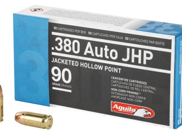 Aguila 1E802112 Pistol 380 ACP 90 gr Jacketed Hollow Point (JHP) Handgun Ammo - 50 Rounds - 102122