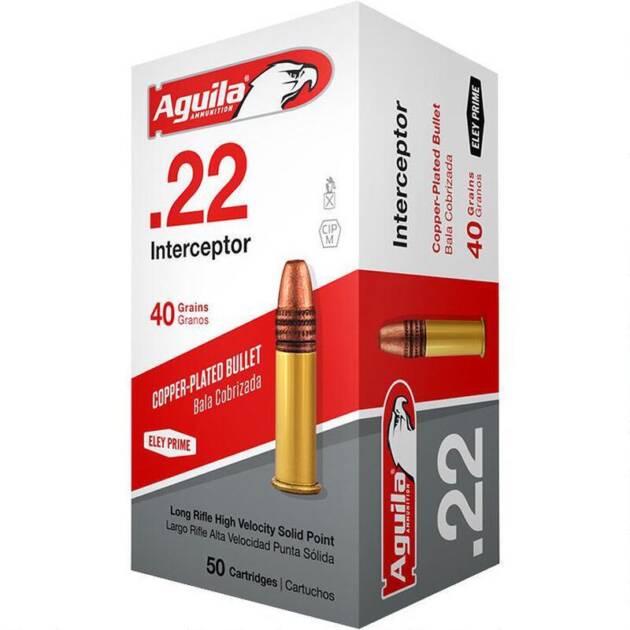 Aguila Ammunition Rimfire Interceptor 22LR 40 Grain Solid Point Rimfire Ammo - 50 Rounds - AGA1B220320