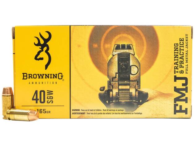 Browning 40 S&W Training & Practice B191800402 165 Grain FMJ Ammo Handgun Ammo - 500 Rounds - B191800402