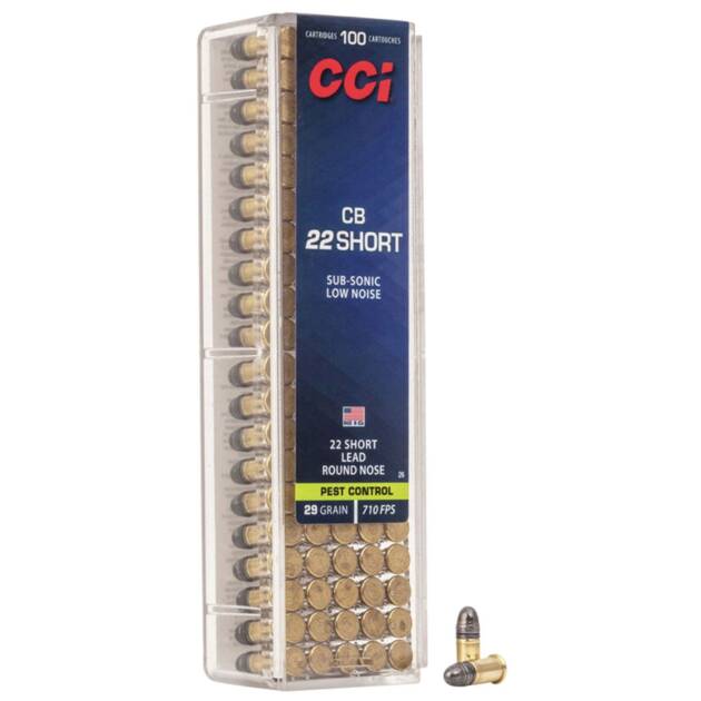 CCI 0026 Specialty CB Subsonic Low Noise 22 Short 29 gr Lead Round Nose (LRN) Rimfire Ammo - 100 Rounds - 63207