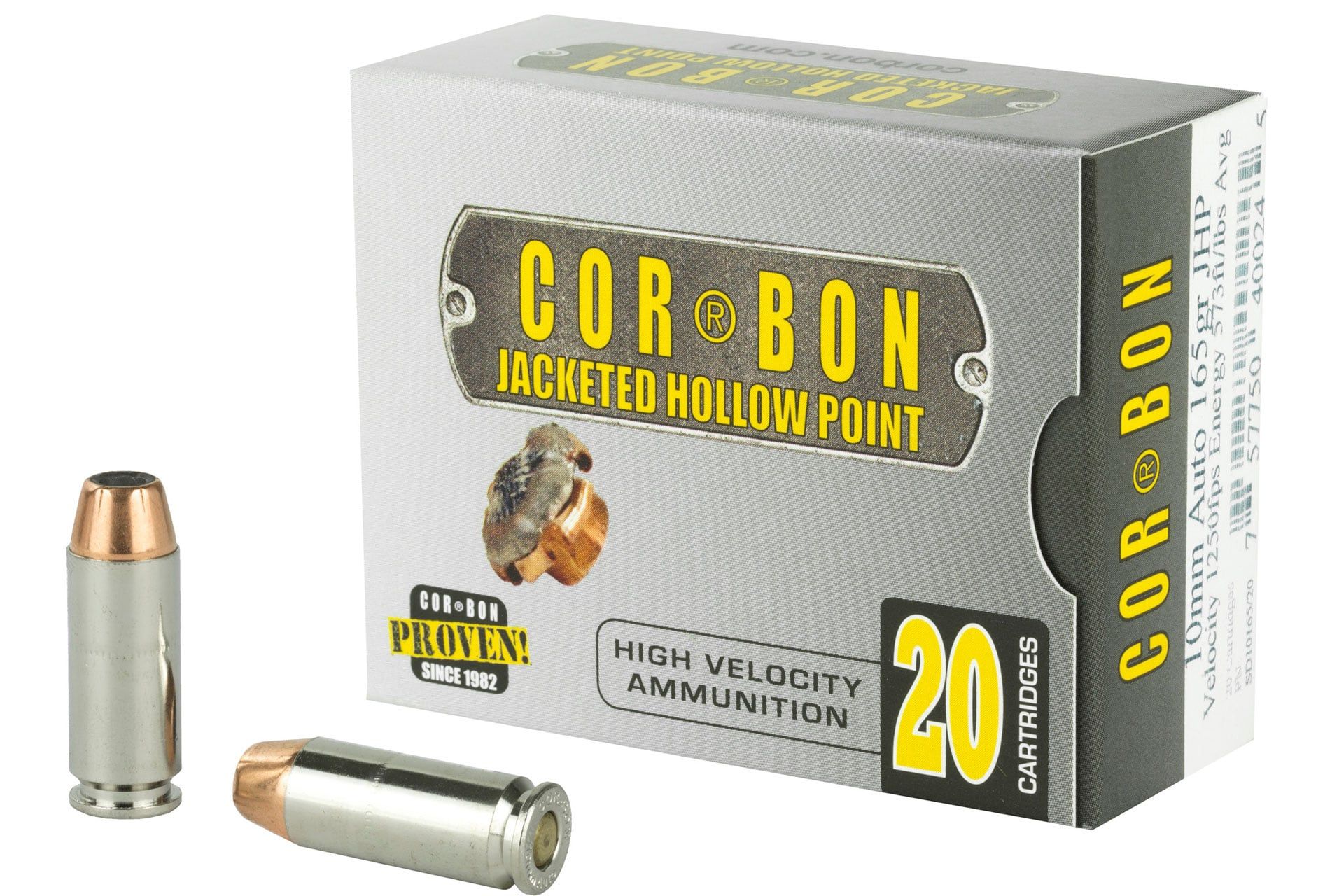 CorBon Self Defense 10MM 165 Grain Jacketed Hollow Point Handgun Ammo - 20 Rounds - 10165