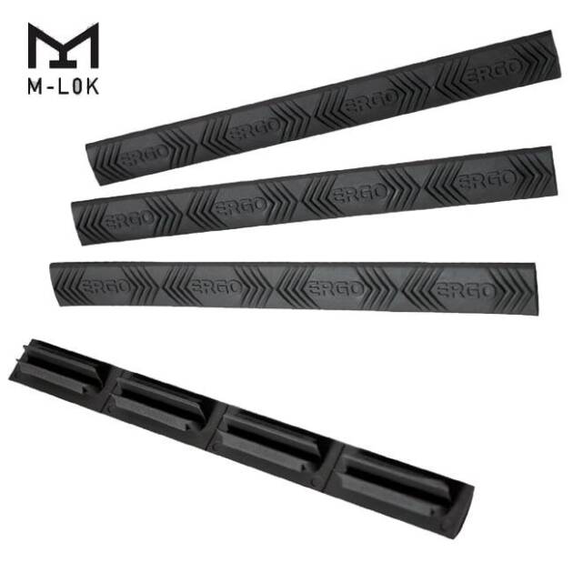 Ergo 4-Slot M-LOK WedgeLok Ergo Logo Rail Cover 4PK Black 4332-4PK-Ergo-BK - 4332-4PK-(ERGO)-BK
