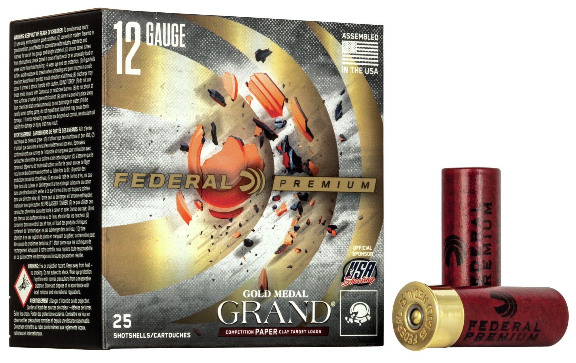 Federal GMT1188 Premium Gold Medal Grand Paper 12 Gauge 2.75" 1 1/8 oz 8 Shot Shotgun Ammo - 25 Rounds - 101781