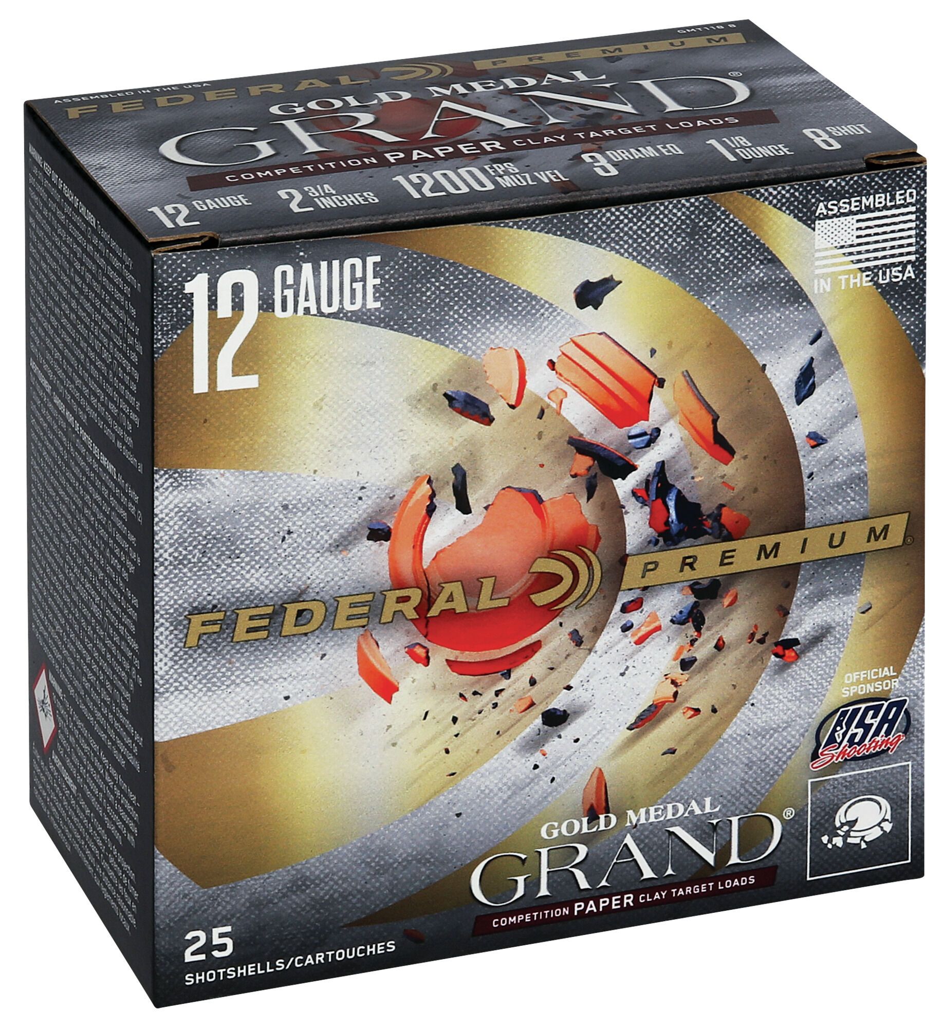 Federal GMT1188 Premium Gold Medal Grand Paper 12 Gauge 2.75" 1 1/8 oz 8 Shot Shotgun Ammo - 25 Rounds - 101781 - Image 3
