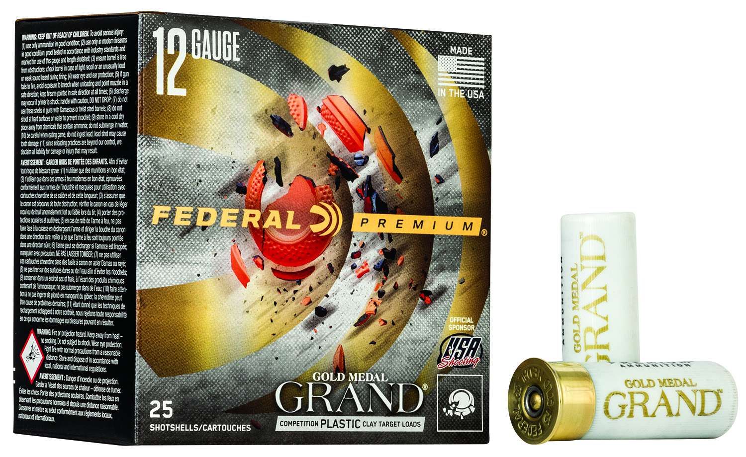 Federal Gold Medal Grand 12 Gauge Ammunition 2-3/4 #7.5 Lead Shot 1-1/8oz Shotgun Ammo - 25 Rounds - GMT11575