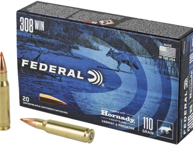 Federal Varmint and Predator V-Max 308 Winchester 110 Grain Rifle Ammo - 20 Rounds - FEV308VM110