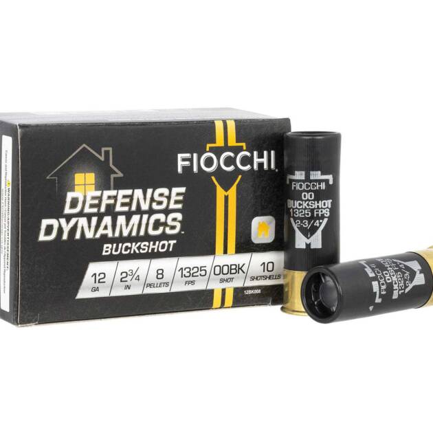 Fiocchi 12BK008 Defense Dynamics 12 Gauge 2.75" 8 Pellets 00 Buck Shot Shotgun Ammo - 10 Rounds - 140324