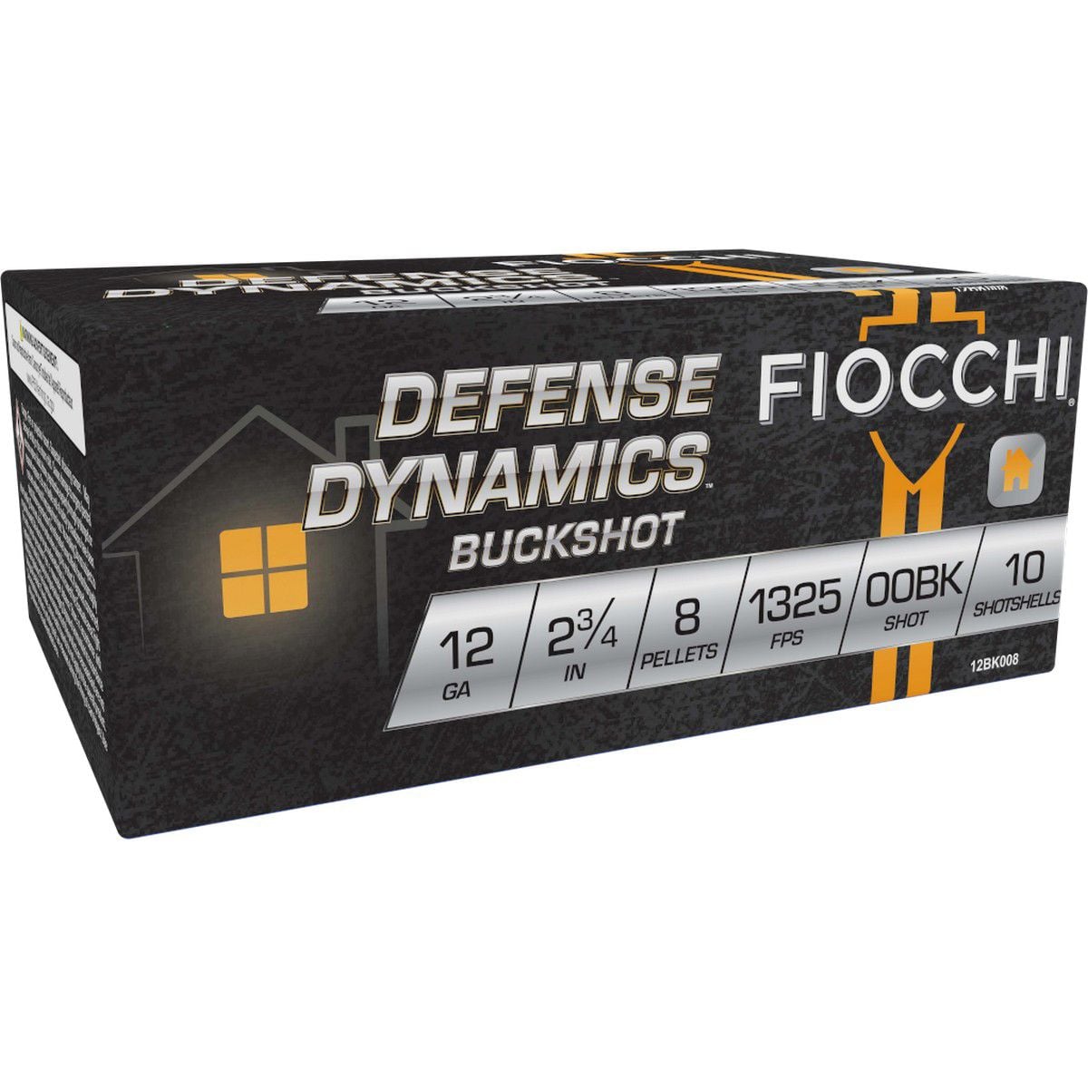 Fiocchi 12BK008 Defense Dynamics 12 Gauge 2.75" 8 Pellets 00 Buck Shot Shotgun Ammo - 10 Rounds - 140324 - Image 3