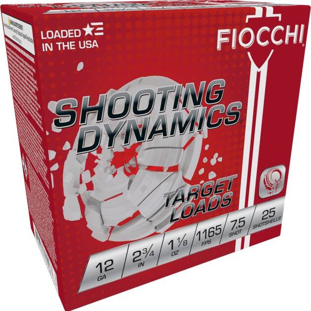 Fiocchi 12SD18L75 Shooting Dynamics Target 12 Gauge 2.75" 1 1/8 oz 1165 fps 7.5 Shot Shotgun Ammo - 25 Rounds - 116812