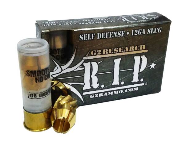 G2 Research, RIP, 12 Gauge, 2.75", Lead Free, 122 Grain, Brass Slug, 5 Round Box, California Certified Nonlead Ammunition - G200627