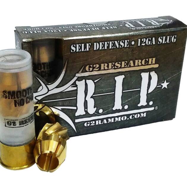 G2 Research, RIP, 12 Gauge, 2.75", Lead Free, 122 Grain, Brass Slug, 5 Round Box, California Certified Nonlead Ammunition - G200627